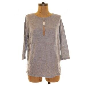 Soft Joie Valco Perforated Top Size S 3/4 Sleeve Boatneck Gray $108 EUC B95